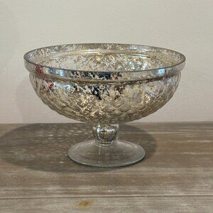 New 11 3/4" Silver Mercury Glass Pedestal Bowl